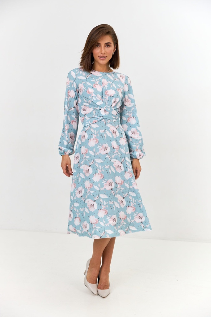 Rochie cu răsucire și mâneci lungi