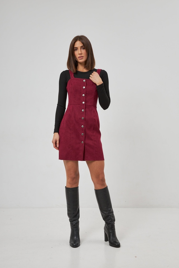Rochie din catifea cu nasturi