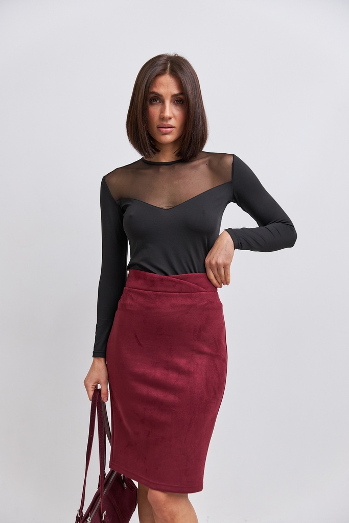 Suede pencil skirt