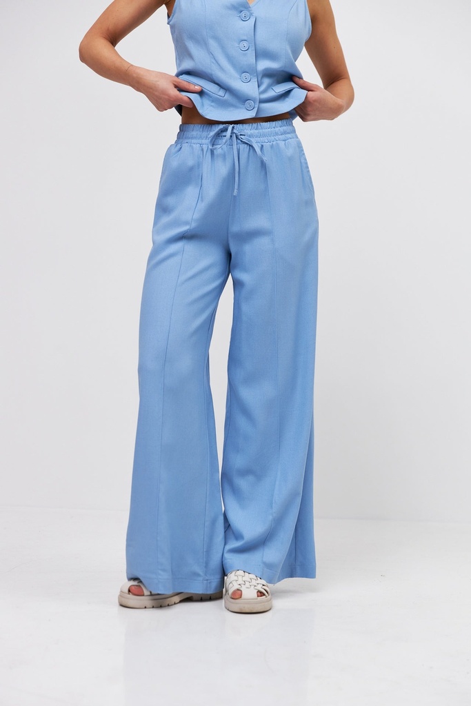 Linen trousers with an elastic waistband