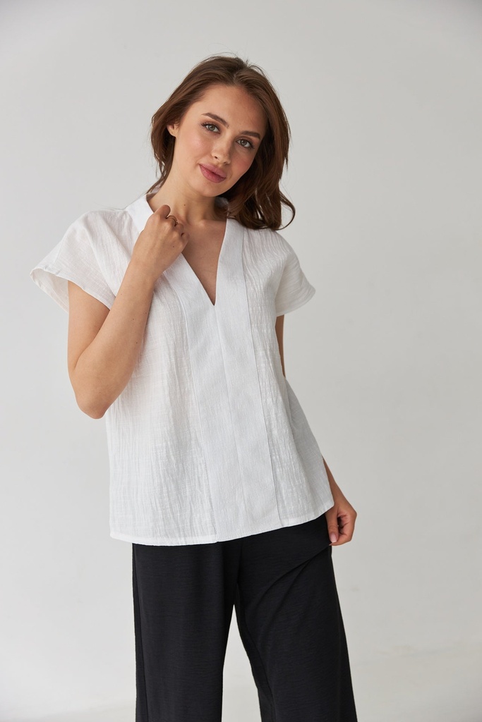 Bluza cu placheta si maneci scurte