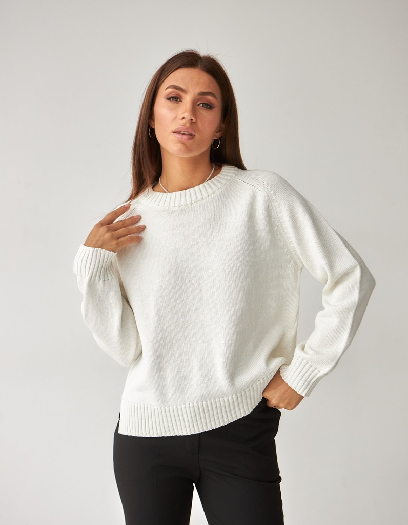 Pulover din bumbac cu mânecă raglan