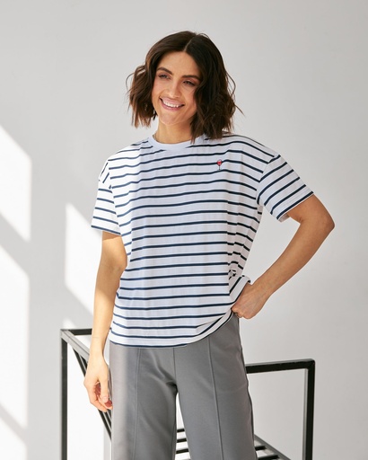 Striped T-shirt with PAHAR embroidery