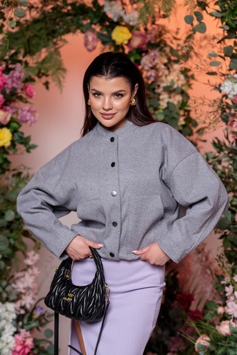 Bomber casual din stofă de costum 