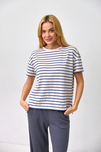 Striped T-shirt with slits